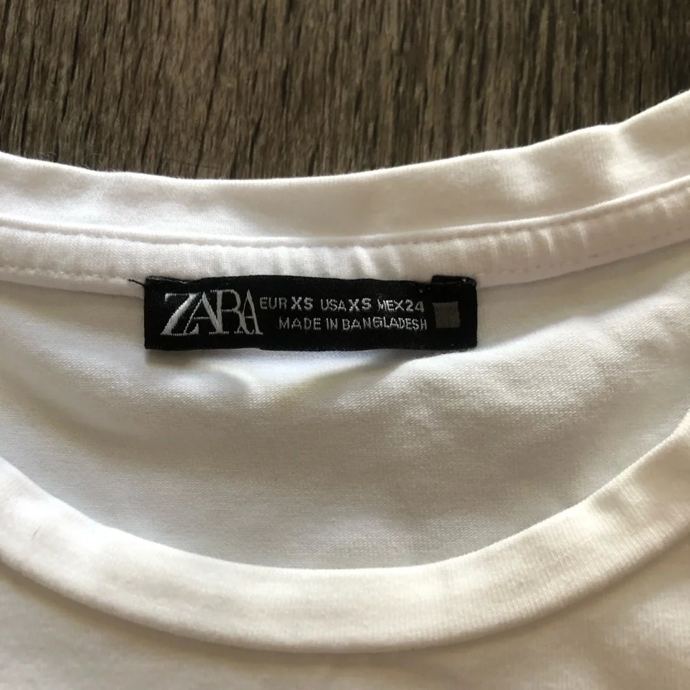 Zara White Cotton Blend Crop Baby Tee Crop Top XS
